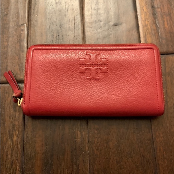 Tory Burch Handbags - Tory Burch Cherry Red Zip Wallet